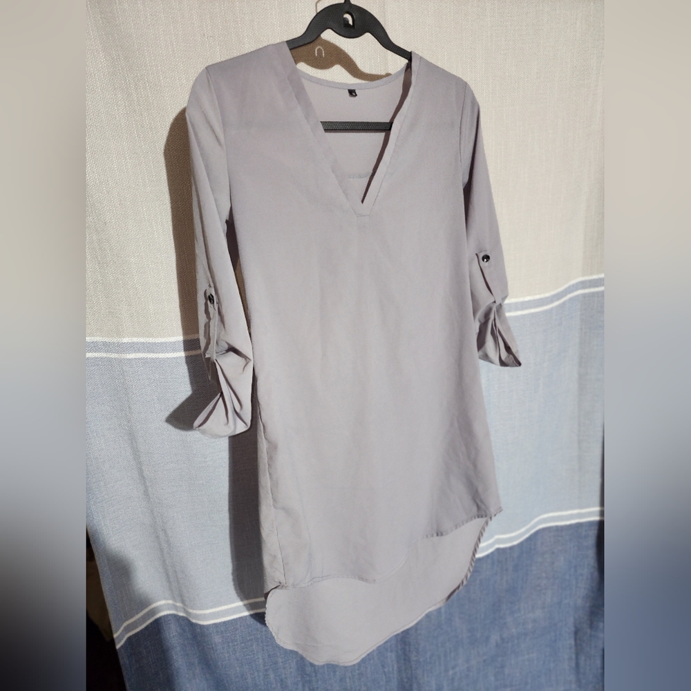 Gray Long shirt dress